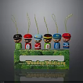 Wooden Soldiers Decorative Figures With Colorful Hats Traditional Clothing And Green Packaging Box