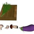 Fresh Assorted Vegetables Including Fennel Mushrooms and Eggplant on Wooden Cutting Board