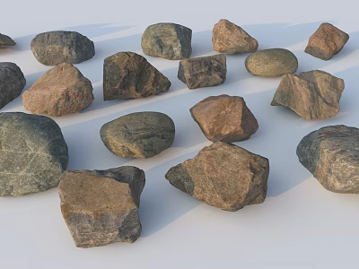 Various Natural Stones And Wooden Materials With Different Shapes And Textures 3d model