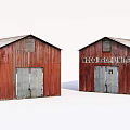 Red Wooden Sheds With Metal Roof And Wood Bros Limited Sign
