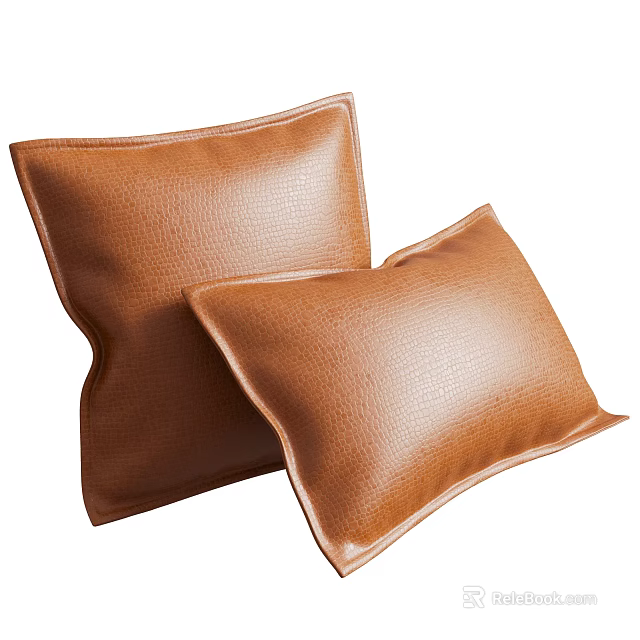 Brown Leather Textured Decorative Pillows for Sofa and Living Room Decor 3d model 