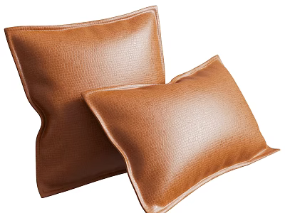 Brown Leather Textured Decorative Pillows for Sofa and Living Room Decor 3d model