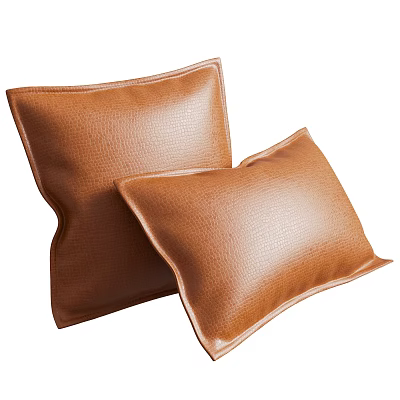 Brown Leather Textured Decorative Pillows for Sofa and Living Room Decor 3d model