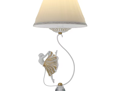 Vintage Style Elegant Table Lamp With Cream Lampshade And Dancer Figure Base 3d model