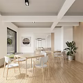 Modern Lounge Area Interior With Wooden Floors Large Windows And Green Plants