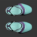 Fashionable Platform Sandals with Teal Purple Snake Print Straps and Thick Stylish Soles