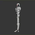 Sleek White Red Robot Game Movie Character With Mechanical Design And Standing Pose