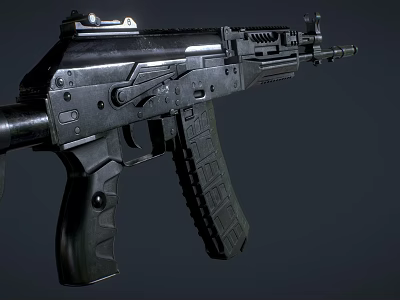 Modern Tactical Assault Rifle With Black Finish Ergonomic Grip And Detachable Magazine 3d model