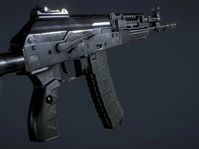 Modern Tactical Assault Rifle With Black Finish Ergonomic Grip And Detachable Magazine 3d model