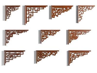 Chinese-style Lattice Carved Hornflower Solid Wood Hornflower New Chinese-style Hollow Hornflower 3d model