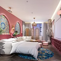 Elegant Modern Hotel Room Interior With Comfortable Bed Decorative Carpet And Stylish Lamps