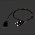 Black Computer Power Cable With Plug Socket And Flexible Design For Devices 3d model