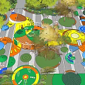 Vibrant Kids Playground with Circular Design Slide Climbing Structures and Letter Elements