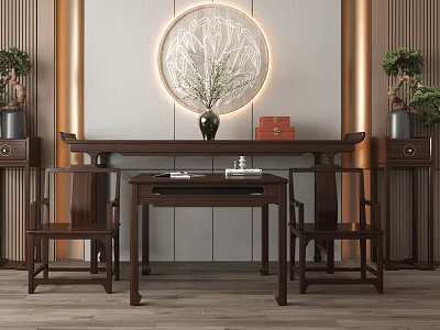 Traditional Chinese Style Wooden Console Cabinet and Side Cabinet for Entryway Storage and Decor 3d model