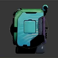 Green And Blue Gradient Washing Machine With Front Loading Drum And Digital ECO