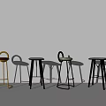 Modern Bar Stools With Various Styles Metal Frames And Colorful Seats 3d model