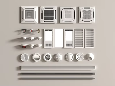 Various Air Conditioner Vent Designs With Different Shapes Grilles And Covers 3d model
