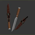 Traditional Weapon Knife With Wooden Handle Leather Sheath And Sharp Metal Blade