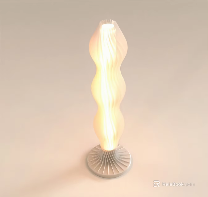 Modern Wave Design Floor Lamp With Soft Glow And Radial Base 3d model 