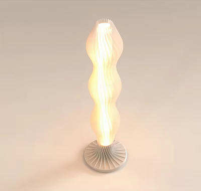 Modern Wave Design Floor Lamp With Soft Glow And Radial Base 3d model