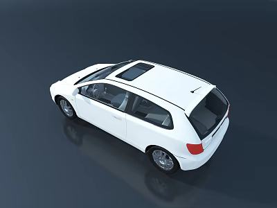 White Hatchback Car With Sunroof And Sleek Modern Exterior Design 3d model