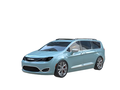 Light Blue Modern Minivan With Roof Rack And Stylish Alloy Wheels 3d model