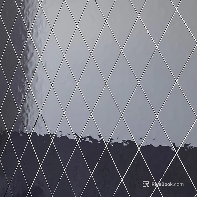 Structural Components Featuring Diamond Grid Pattern And Reflective Surface On Dark Base 3d model 