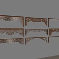 New Chinese-style lattice beam support railing pane 3d model