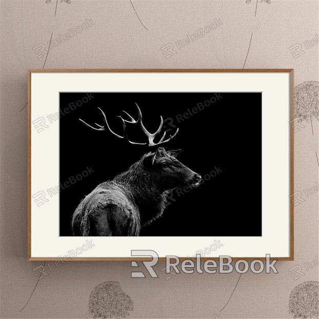 Modern Animal Painting Simple Black and White Children's Room Animal Cattle Decorative Painting model