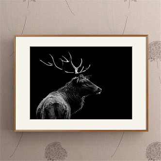 Modern Animal Painting Simple Black and White Children's Room Animal Cattle Decorative Painting 3d model