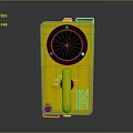 Yellow Control Device With Black Circular Panel Handle Buttons And Text Labels 3d model