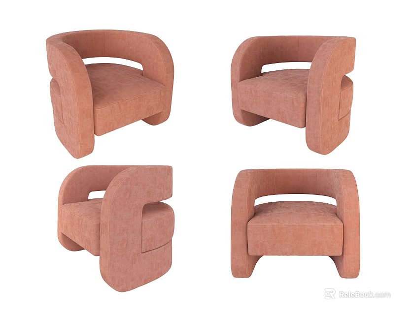 Modern Curved Armrest Single Sofa With Sleek Design And Comfortable Seat 3d model 