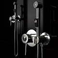 Modern Chrome Wall Mounted Shower Faucet with Control Knobs Handheld Sprayer and Hose 3d model