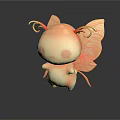 Cute Game Animation Character With Pink Chubby Body Red Antennae And Butterfly Wings