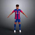 Men's Red And Blue Striped Jersey With Blue Shorts Socks And White Sneakers