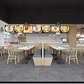 Modern Restaurant Interior With Wooden Slat Ceiling Green Pendant Light Bar Area And Dining Seats