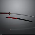 Traditional Japanese Samurai Sword Silver Sharp Blade Red Black Striped Handle Black Scabbard RONIN Text