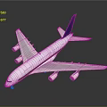 Modern Passenger Airplane Design With White Body Blue Tail Fin And Four Engines