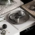 Decorative Ornament Set With Vase Plant Mug Books Stones And Tray