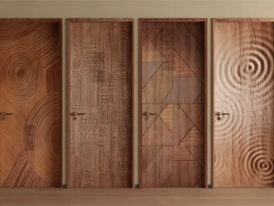Wooden Swing Doors With Various Decorative Textures And Intricate Patterns 3d model