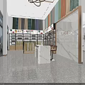 Modern Fabric Curtain Specialty Store With Marble Counter Shelves And Bright Interior
