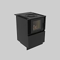 Modern Black Kitchen Stove With Glass Door Ventilation Grilles And Lower Cabinet