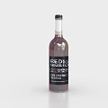Red Berry Cranberry Soft Drink in Transparent Glass Bottle with Black Label