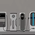 Modern Electric Vehicle Charging Stations With Four Different Stylish Designs 3d model
