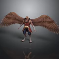 Mythical Bird Like Creature With Large Brown Wings And Humanoid Body Standing