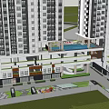 Modern High Rise Residential Complex With Greenery Parking And Surrounding Roads