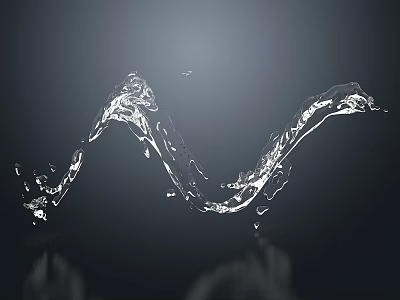 Dynamic Wavy Water Fountain With Crystal Clear Splashes On Dark Background 3d model