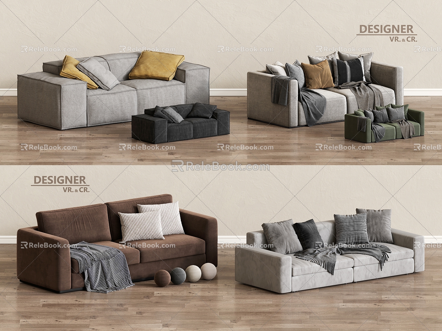 Modern Double Sofa Sofa Living Room Sofa Multi-Person Sofa 3d model