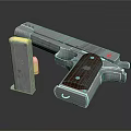 Detailed Metal Pistol With Wooden Grip Magazine And Bullet On Black Surface