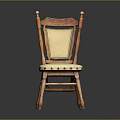 Traditional Wooden Chair With Upholstered Beige Seat Carved Backrest Armrests And Solid Wood Legs